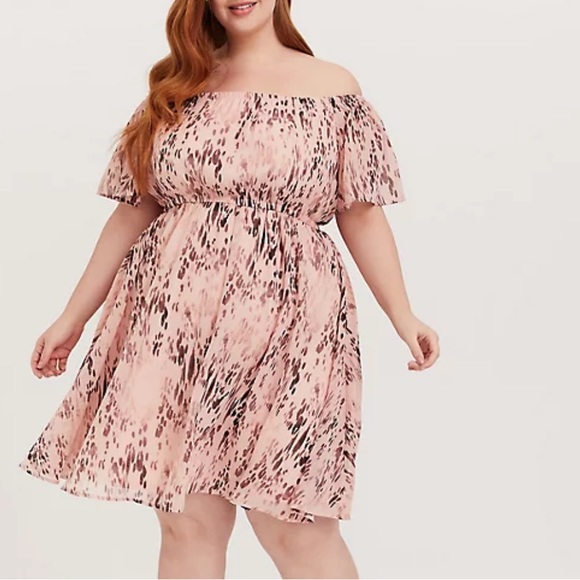 torrid Dresses & Skirts - Torrid Mini Chiffon Off Shoulder Skater Dress